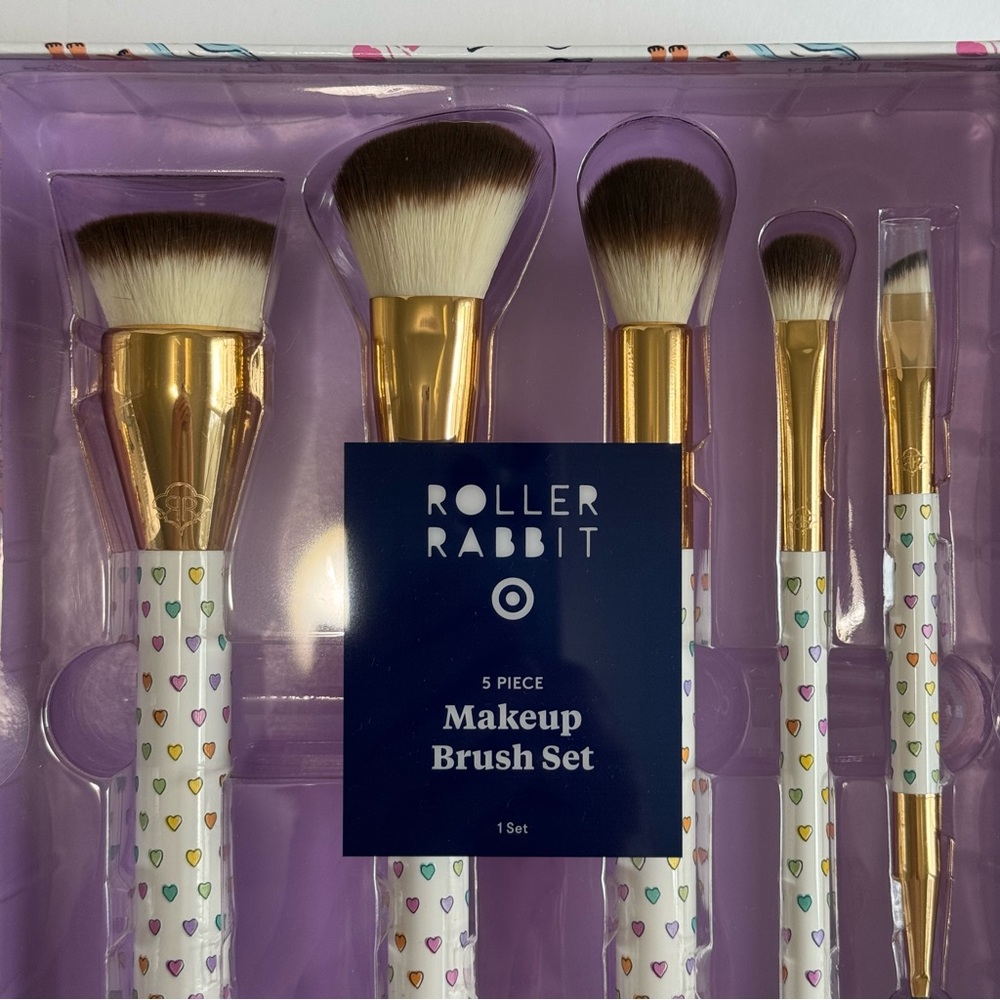 Roller Rabbit x Target Disco Hearts Makeup Brush Set NIB - Picture 4 of 11